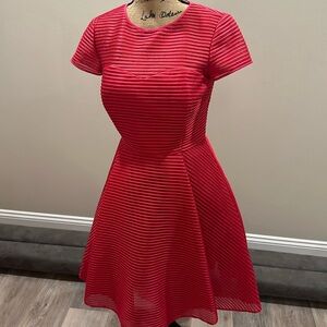 Ted Baker London Cherisa Hot Pink Textured Fit and Flare Dress